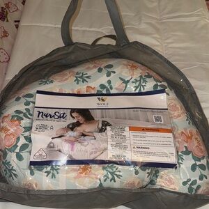 WOLF Floral Nursing Pillow with Pink and Green Design